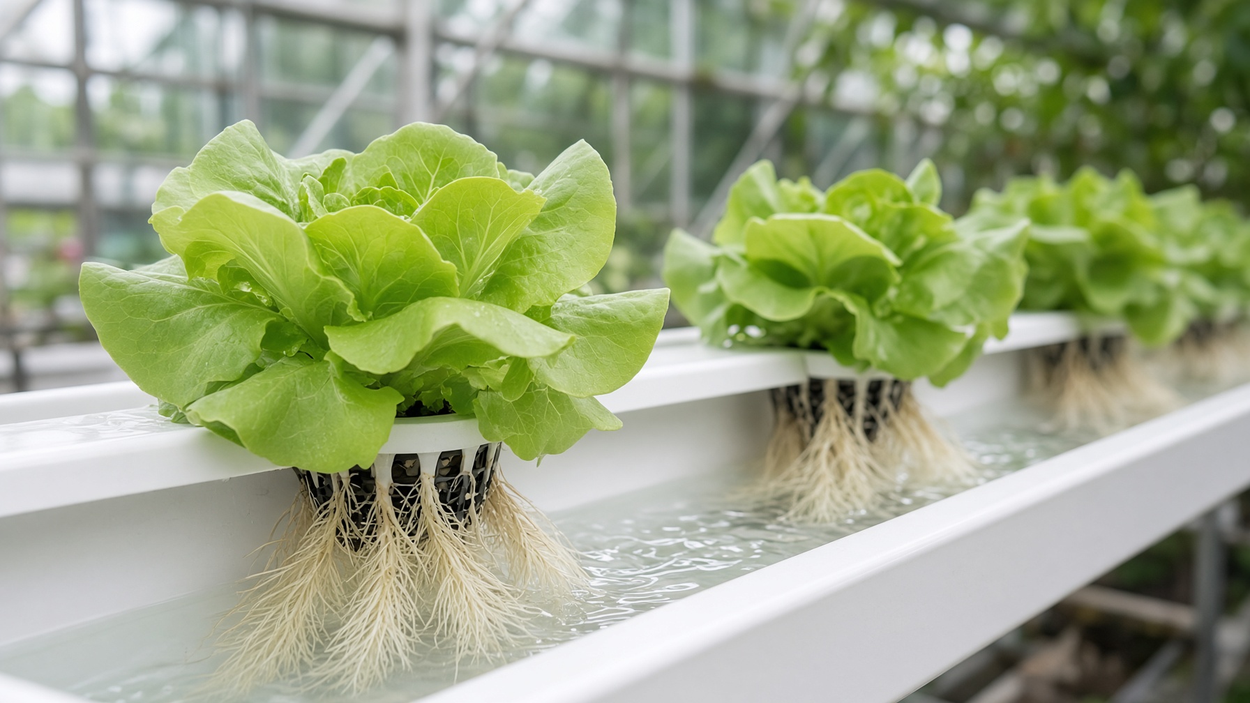 Lettuce roots in an NFT channel